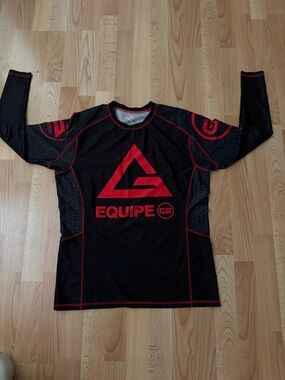 Equipe GB Men’s Long-Sleeve Performance Shirt - Black/Red for jiu-jitsu.